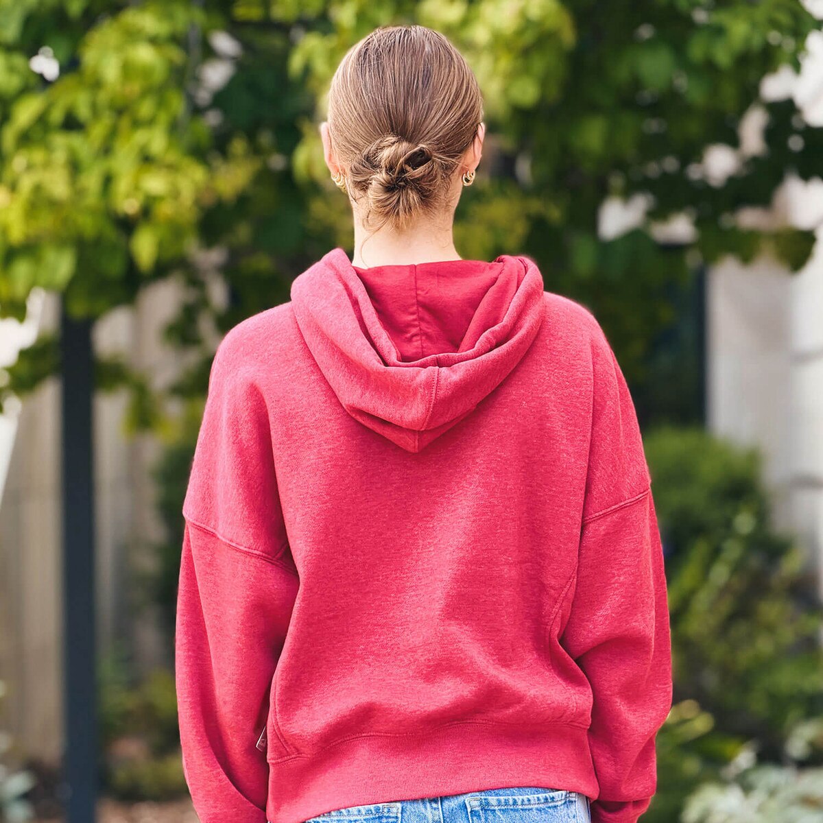 Back of Colosseum Women's I-State Cardinal Full-Zip Hooded Sweatshirt